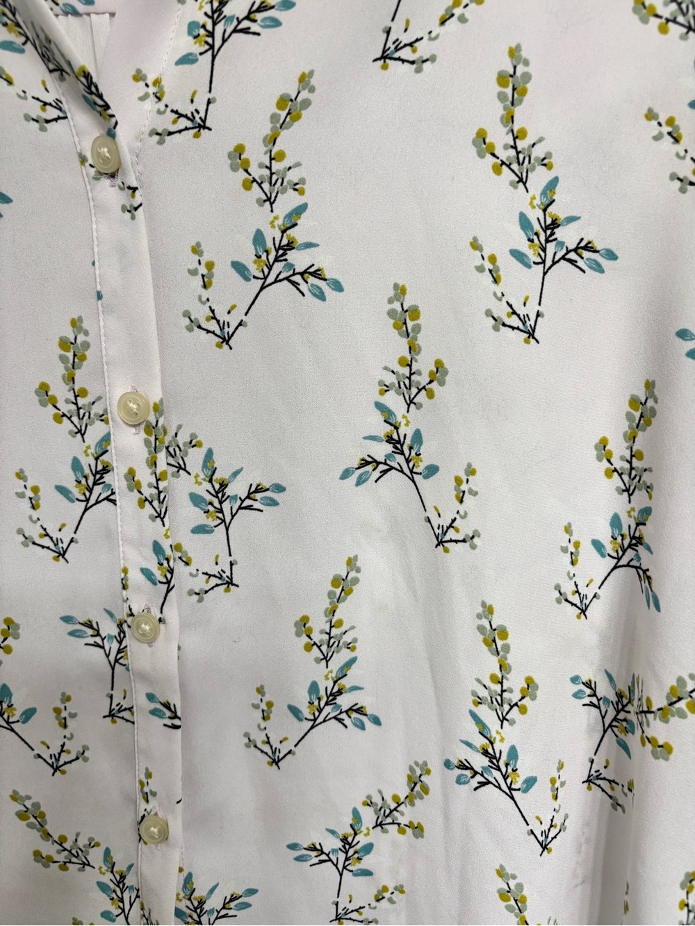 LOFT Floral Branch Print Button-Down Collared Blouse (Size XSP) - Picture 4 of 5